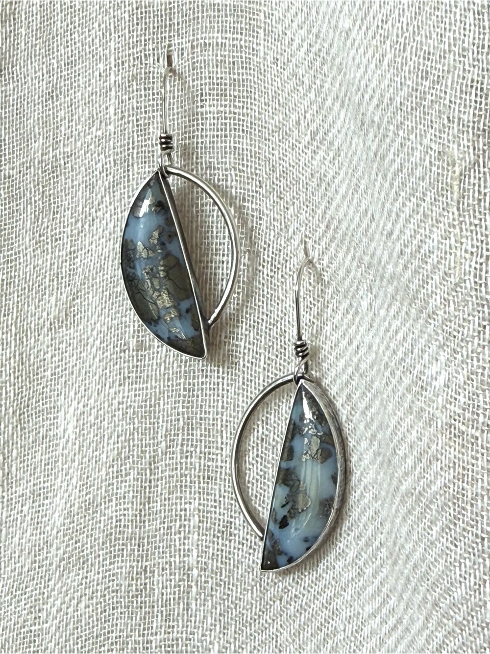 Marcasite and Sterling Silver Moon Earrings